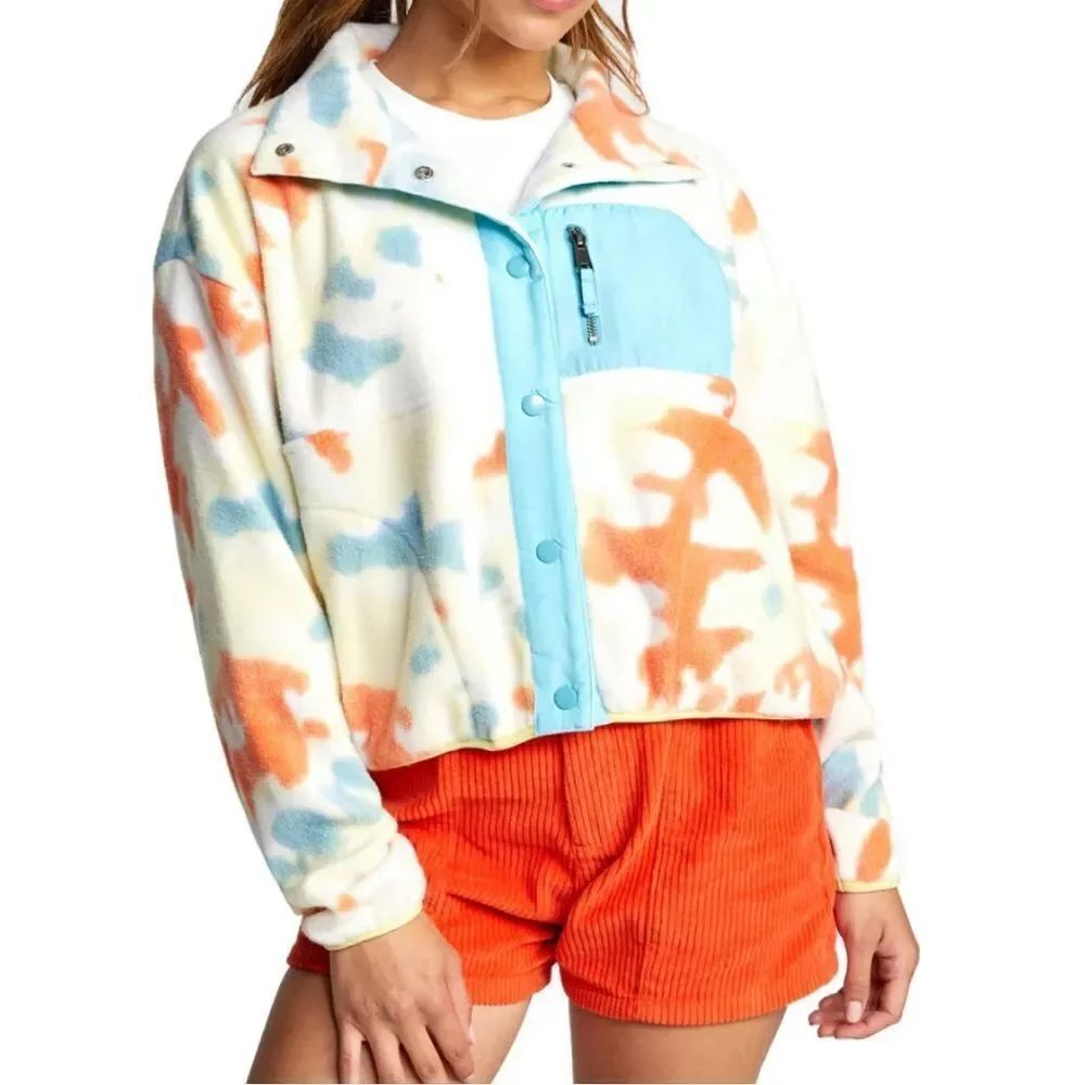 RVCA Day Off Tie Dye Fleece Jacket size medium